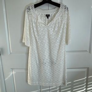 Nicole Miller white lace coastal grandma beach cover up dress. 6 NWOT